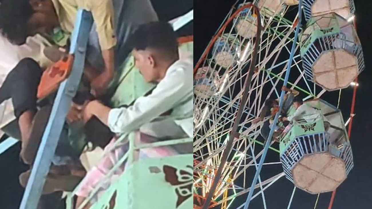 بچی کے بال جھولے میں پھنس گئے،دل دہلا دینے والی ویڈیو وائرل A 15-year-old girl's hair got stuck in a ferris wheel