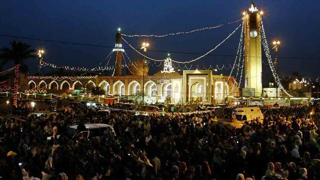 A mosque in Morocco is decorated with lights on the occasion of Eid Milad-ul-Nabi.