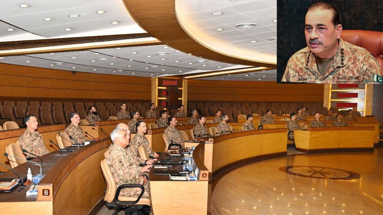 کور کمانڈرز کانفرنس میں اعادہ کیا گیا ہے کہ بھارتی سرپرستی میں تمام دہشتگردوں، ان کے سہولت کاروں اور معاونین کے ساتھ فیصلہ کن اور بغیر کسی رعایت کے نمٹا جائے گا۔