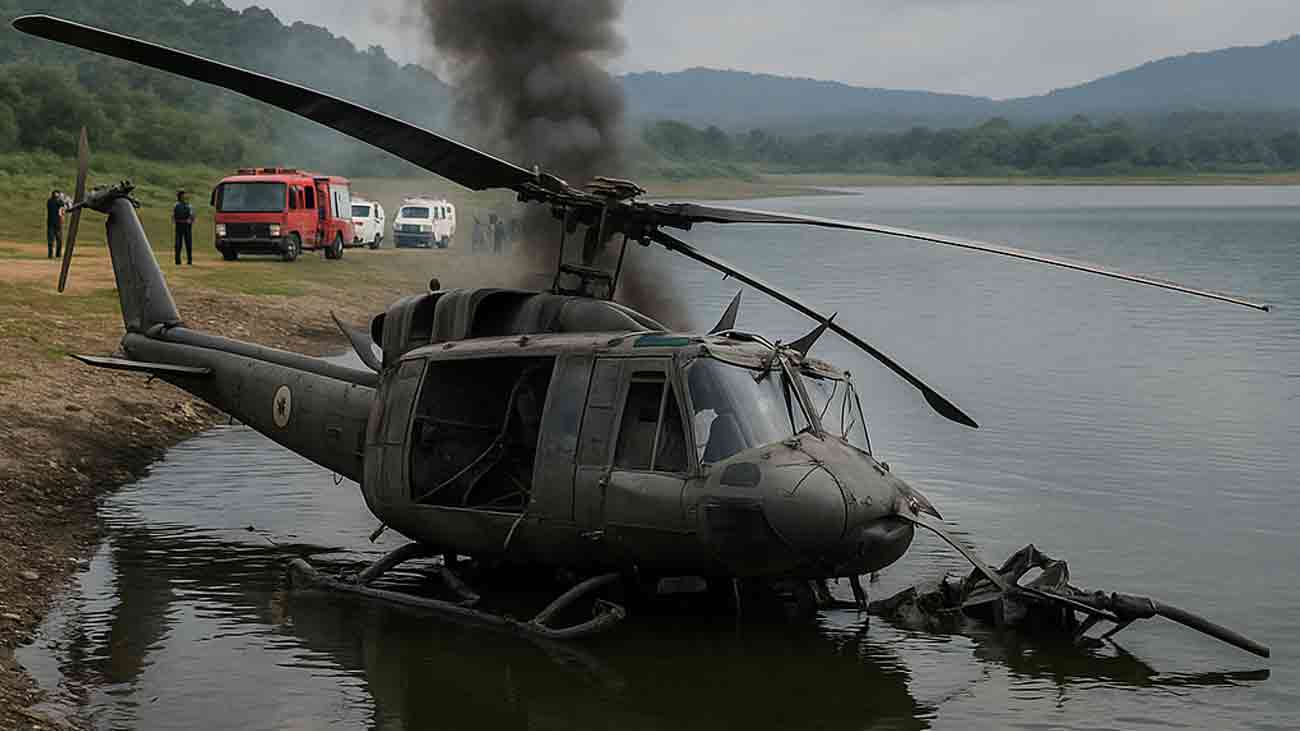 سری لنکن ایئرفورس کا ہیلی کاپٹر گر کر تباہ، 6 لقمہ اجل بن گئے Sri Lanka Air Force Helicopter Crash
