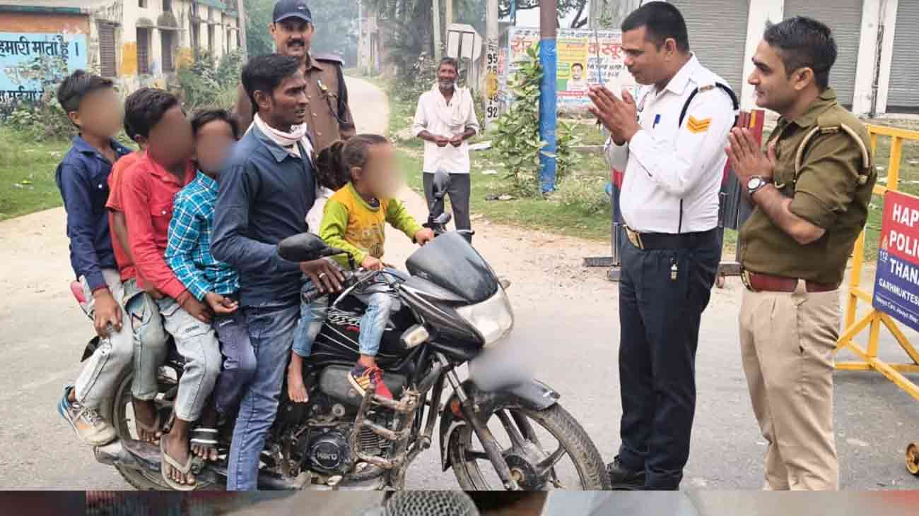 motorcycle with six children