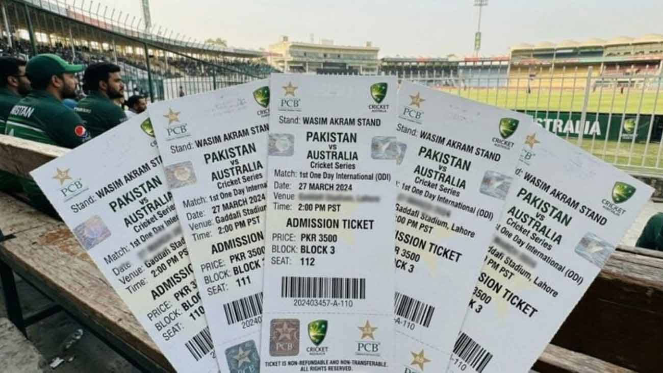 پاکستان کرکٹ بورڈ (پی سی بی) نے پاک آسٹریلیا ون ڈے سیریز کے لیے ٹکٹوں کی فروخت کا شیڈول جاری کر دیا۔