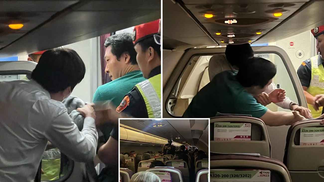 The passenger suddenly opened the emergency gate of the plane in thailand